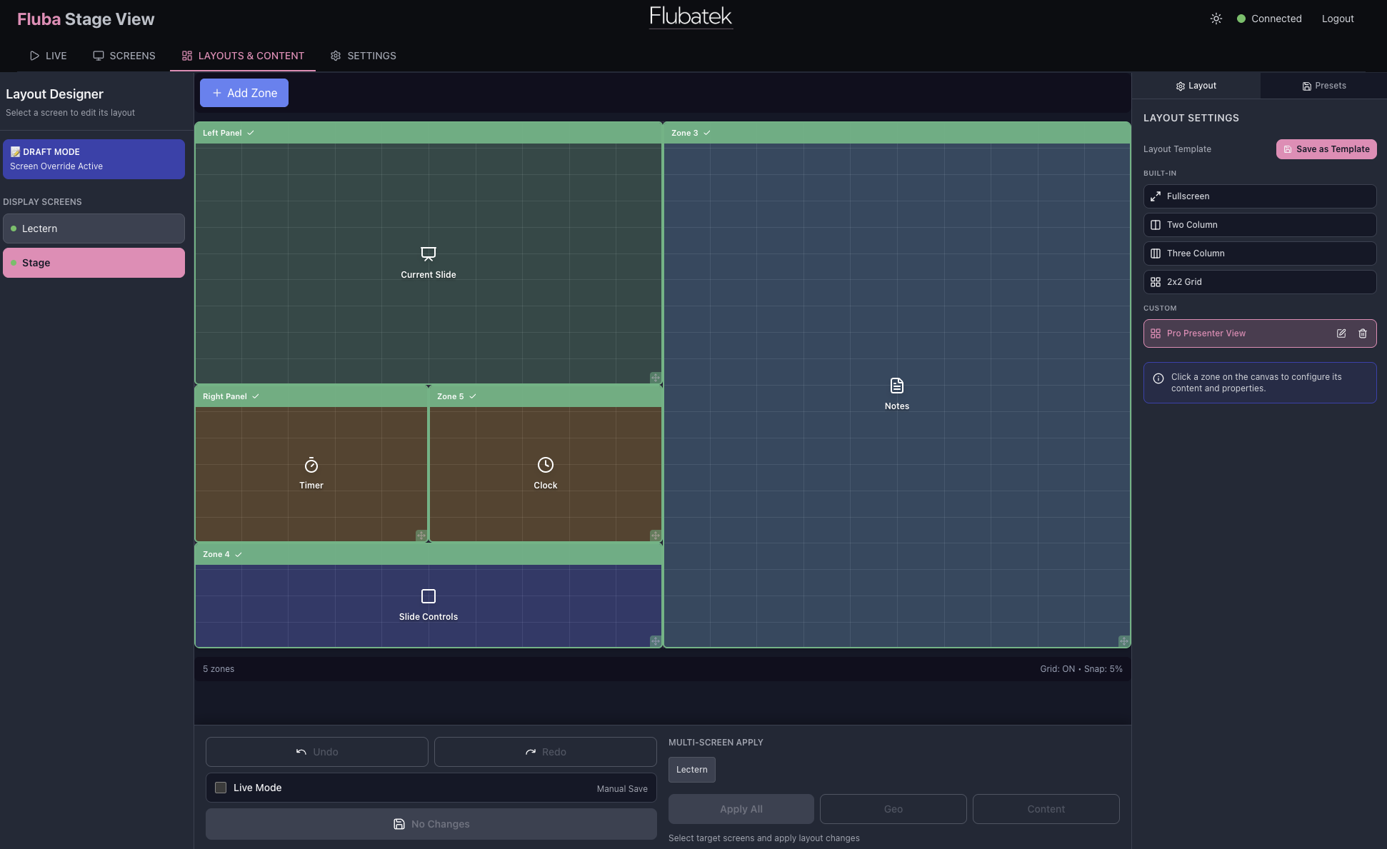 Layout builder interface