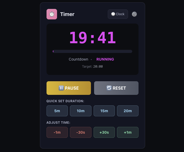 Stage View timer interface